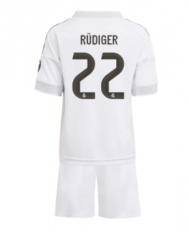Real Madrid Antonio Rudiger #22 Maglia Gara Casa Repliche 2025-26 Bambino Maniche Corte